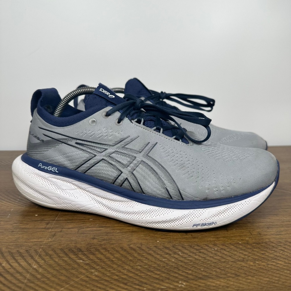 Asics Gel Nimbus 25 Mens 9 Extra Wide Gray Blue Running Shoes Cushion Sneakers